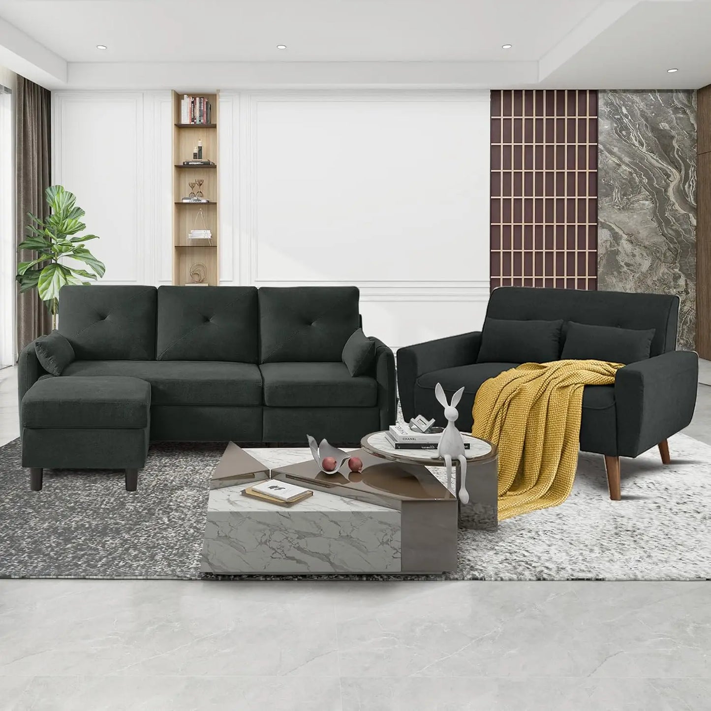77" Sectional Sofa Set