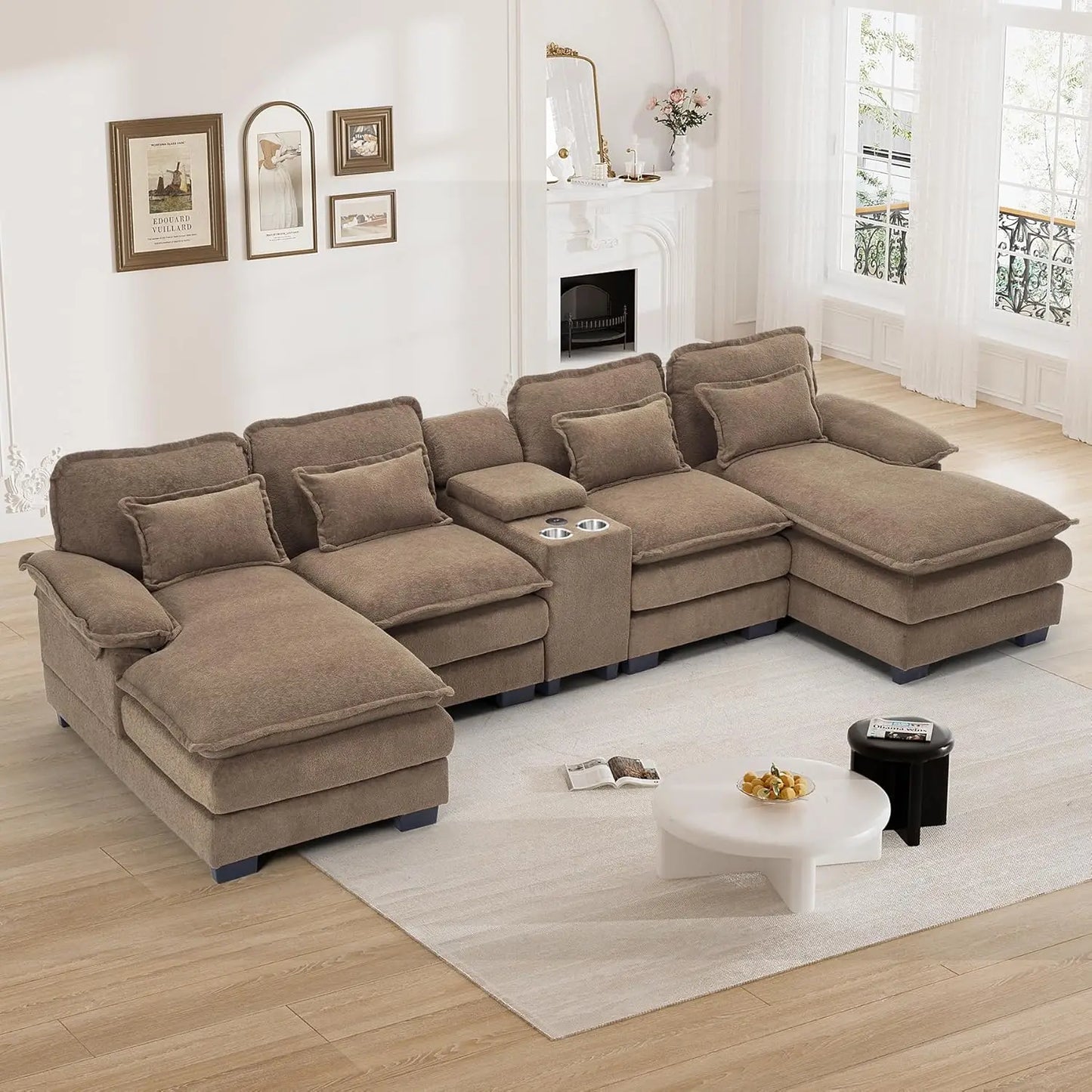 124" Black Sectional Couch Sofa