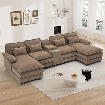 124" Black Sectional Couch Sofa
