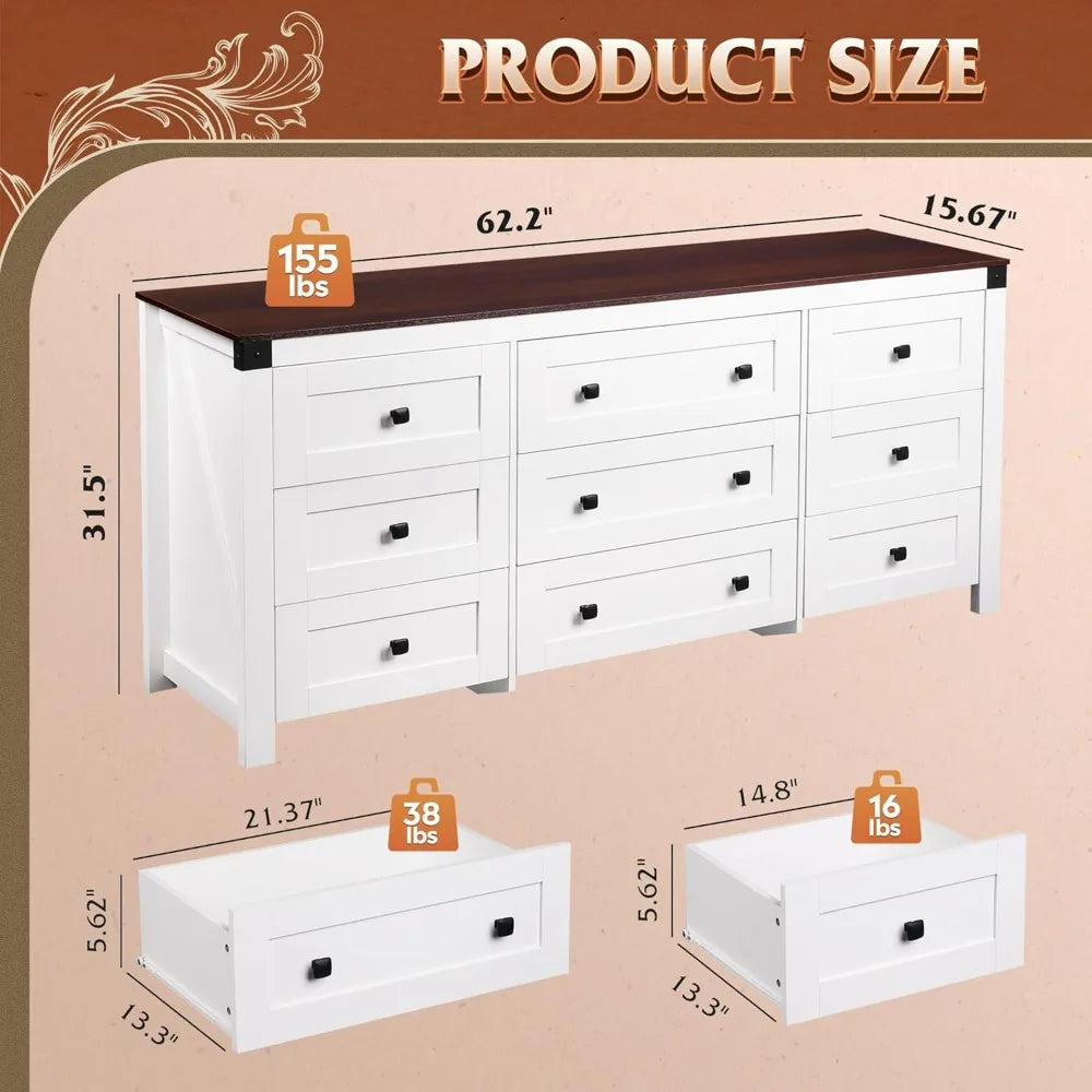 63" Farmhouse Dresser