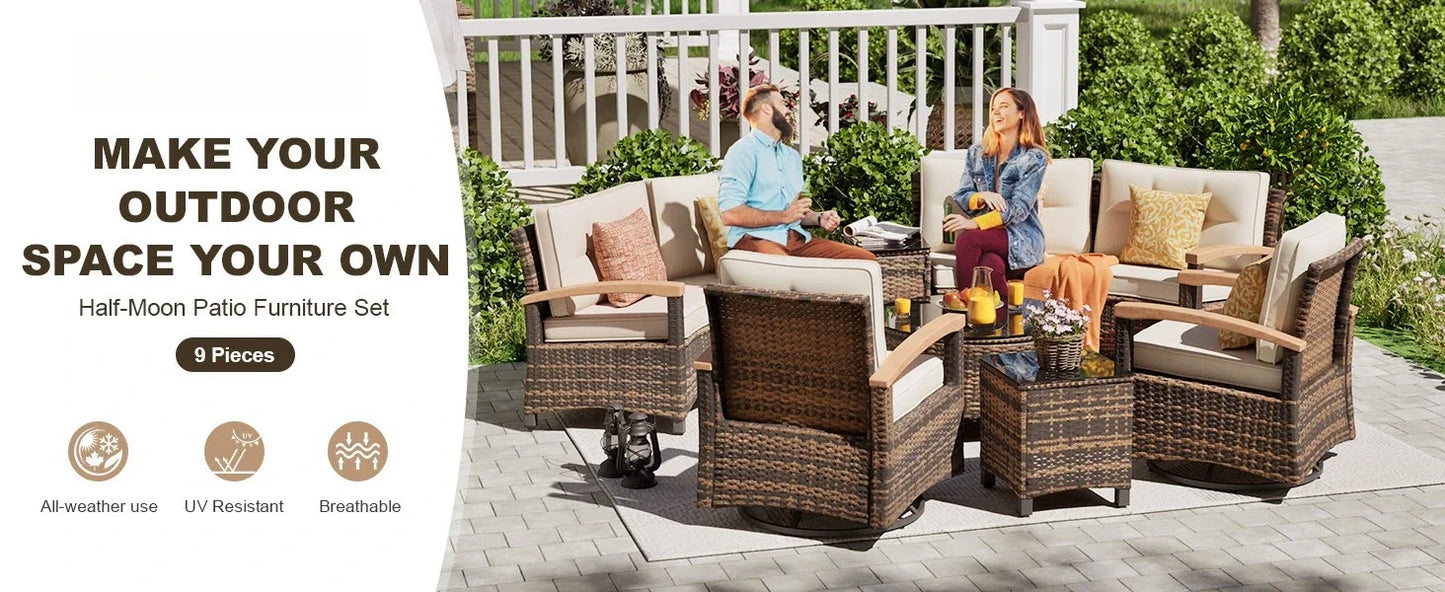 9 Piece Outdoor Patio Furniture Set