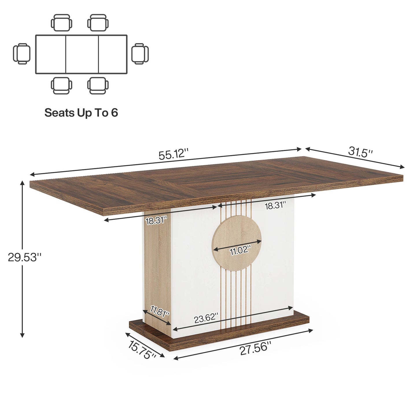 55" Rectangular Dining Table