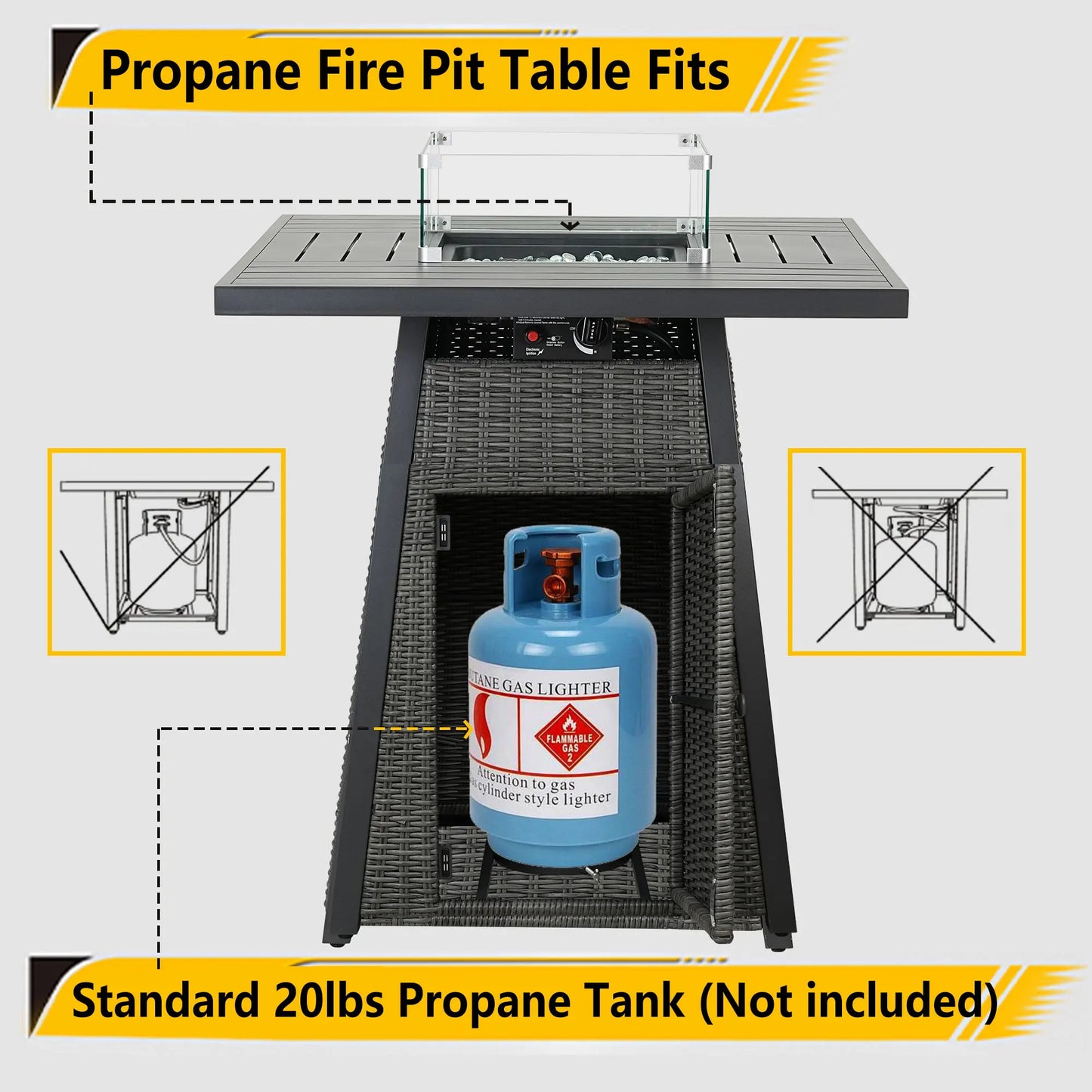 36" Square Fire Pit Table
