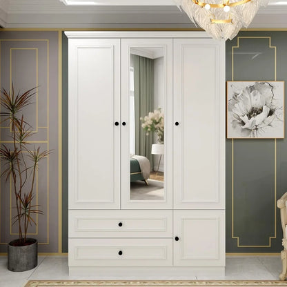 Wooden Closet with Mirror Door