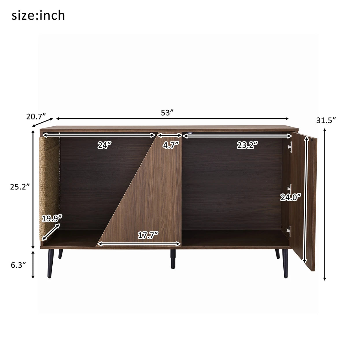 Wooden Cat House Cabinet with Scratch Pad