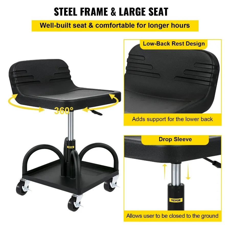Rolling Garage Stool 300LBS Capacity