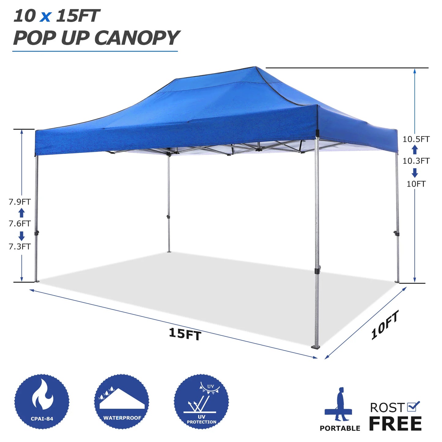 10x15 Heavy Duty Pop up Canopy Tent with 4 sidewalls