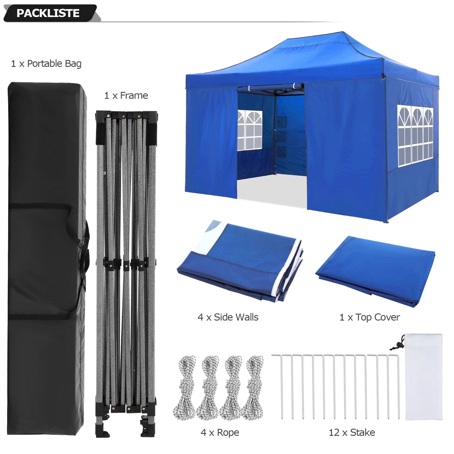 10x15 Heavy Duty Pop up Canopy Tent with 4 sidewalls