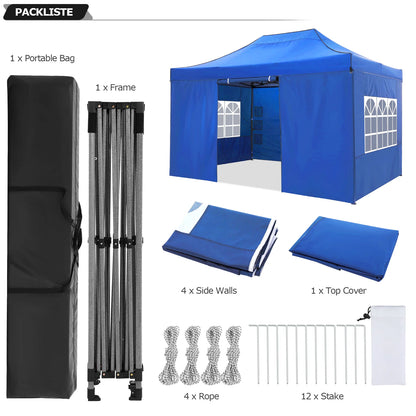 10x15 Heavy Duty Pop up Canopy Tent with 4 sidewalls