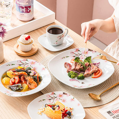 60-Piece White Ceramic Plate Set
