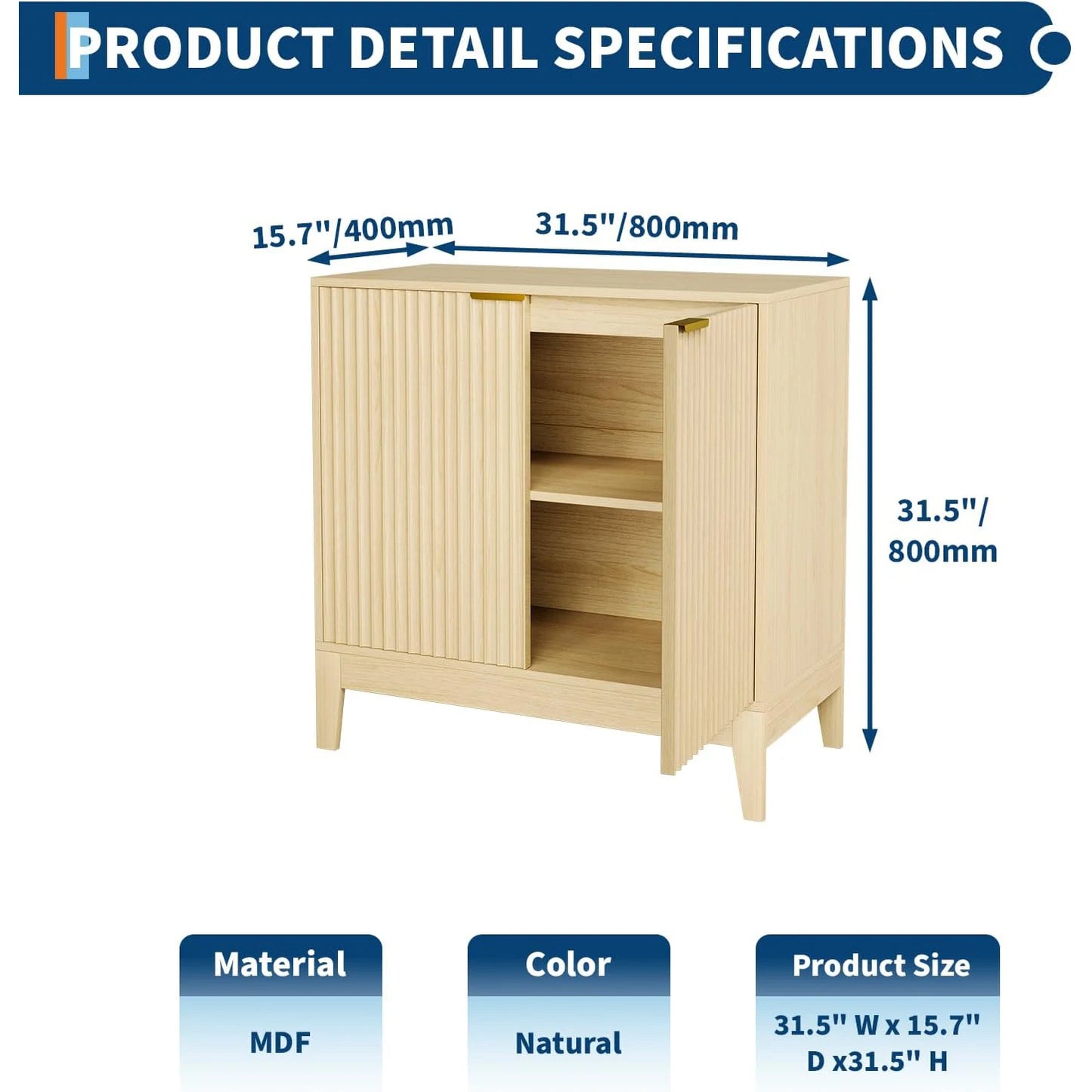 31.5'' Fluted Buffet Cabinet Sideboard