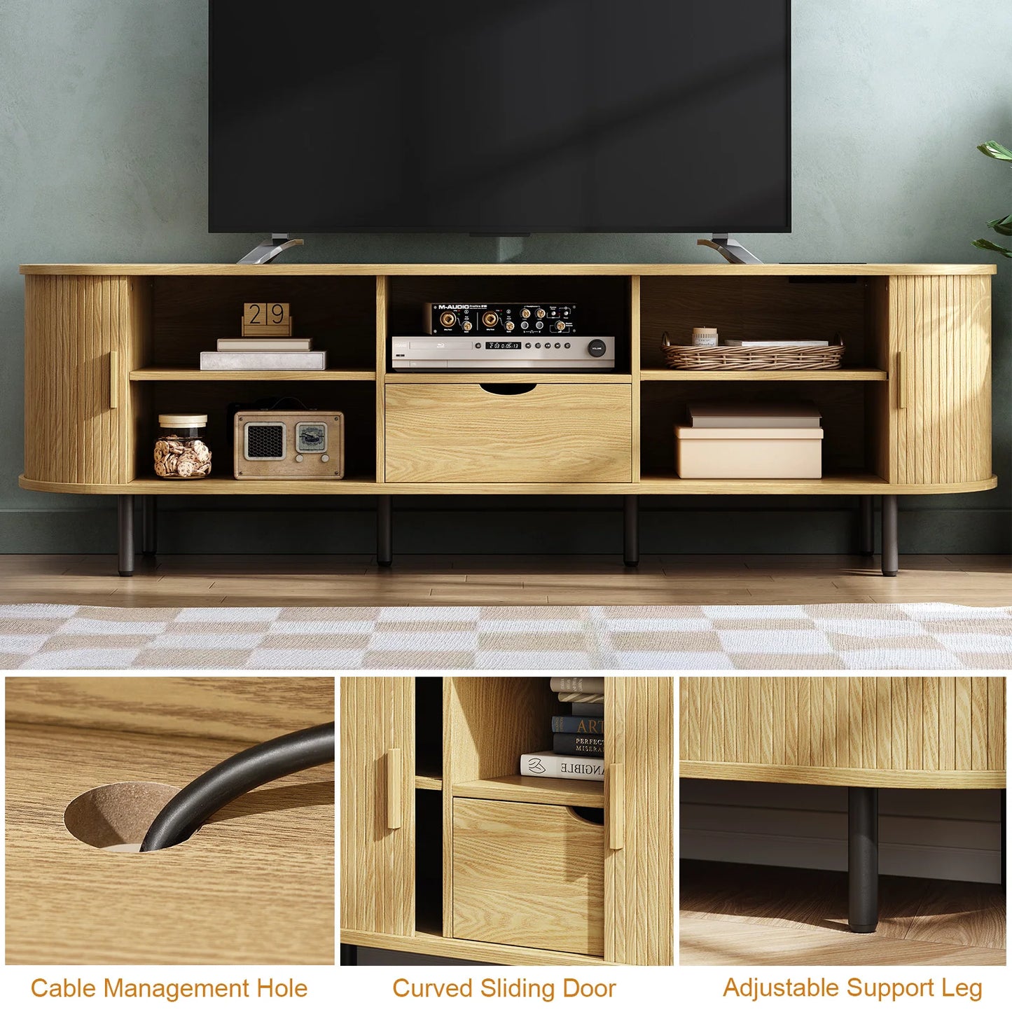 69" TV Stand w/ Power Outlet for TVs up to 80"
