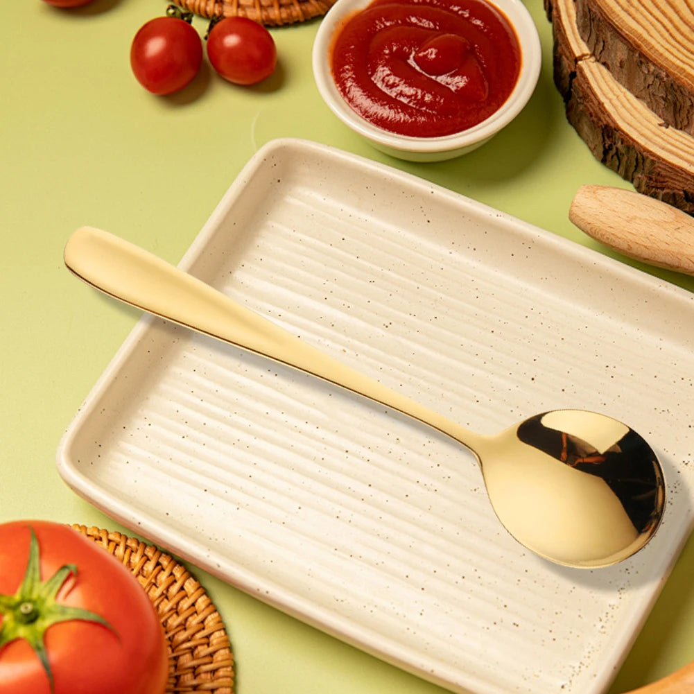 6.9" Stainless Steel Gold Dinner Spoon With Gold Titanium Plating