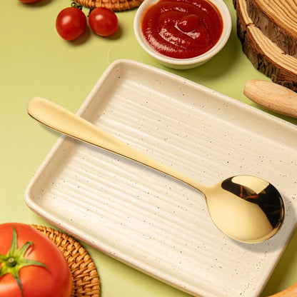 6.9" Stainless Steel Gold Dinner Spoon With Gold Titanium Plating