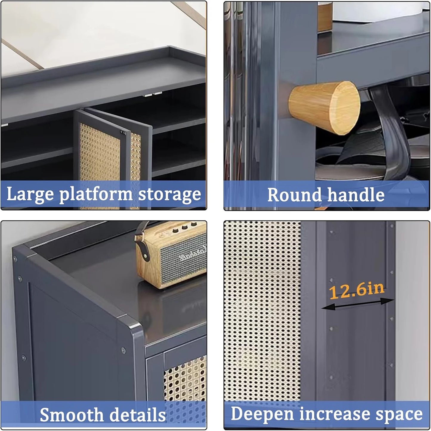 Bamboo Shoe Storage Cabinet With Doors, 38-42 Pairs