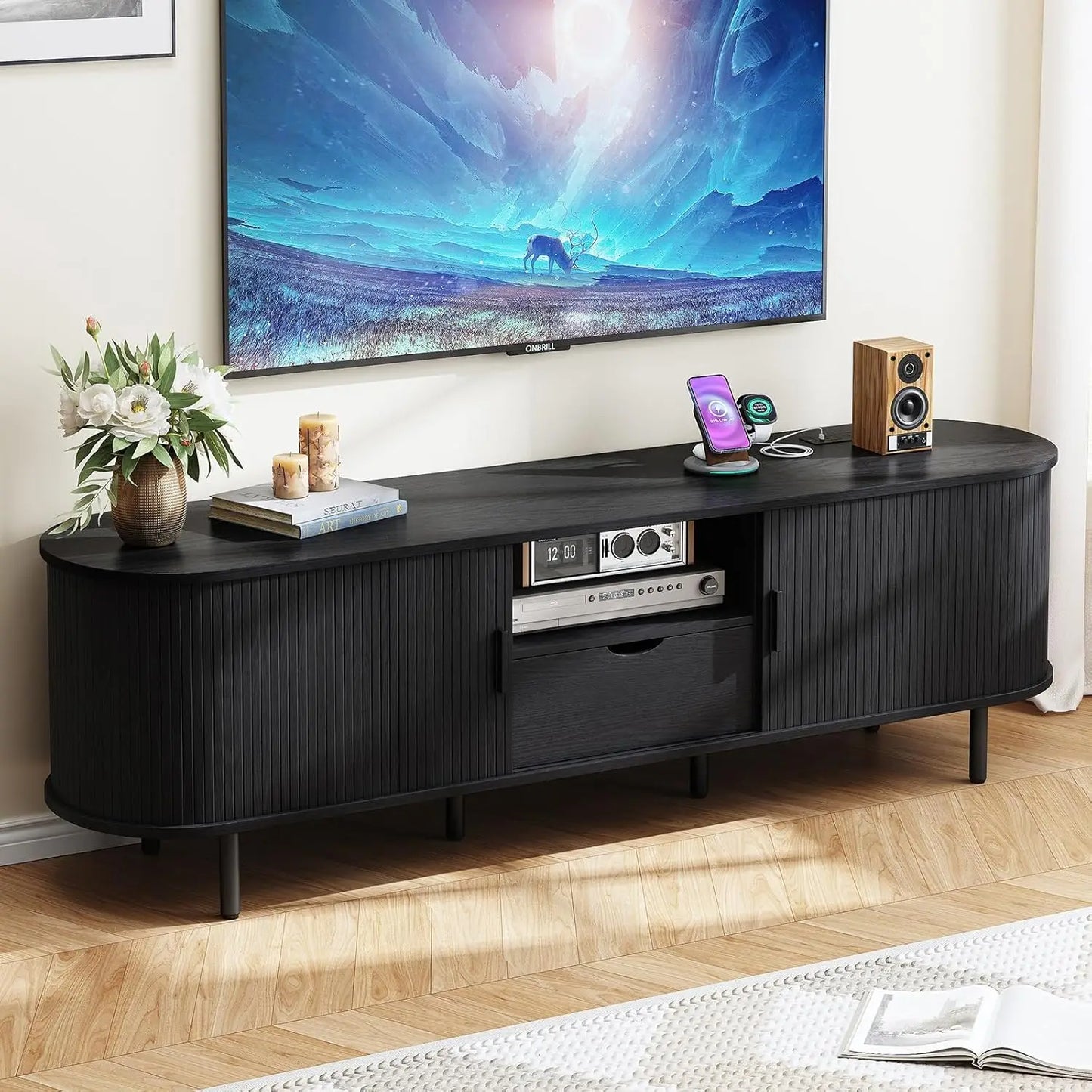 69" TV Stand w/ Power Outlet for TVs up to 80"