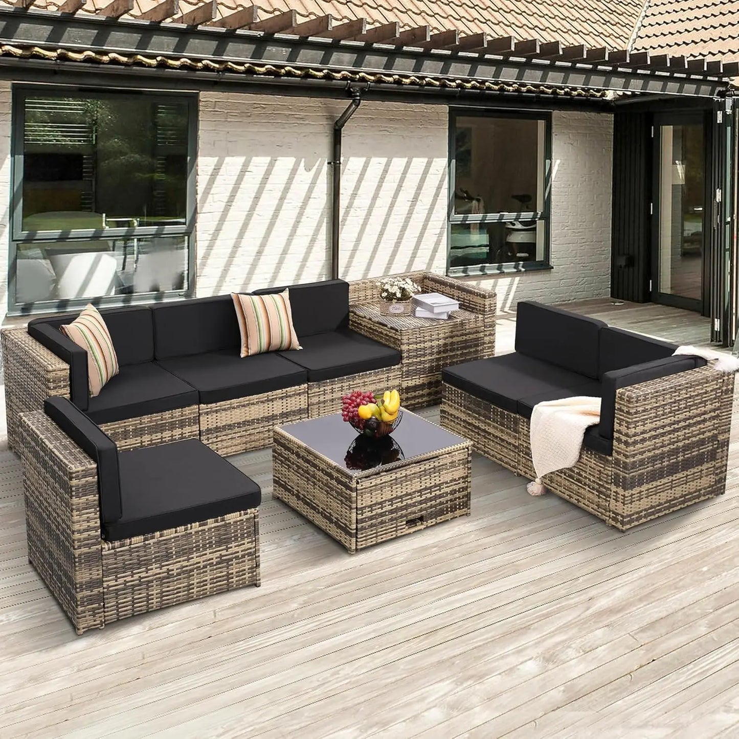 8 Pieces Outdoor Wicker Furniture Set