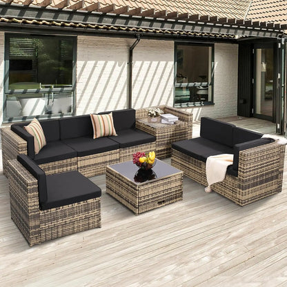 8 Pieces Outdoor Wicker Furniture Set
