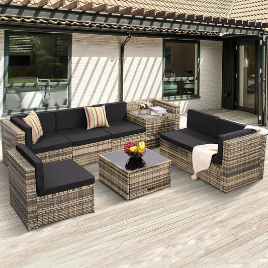 8 Pieces Outdoor Wicker Furniture Set