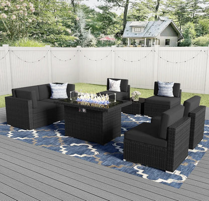 8 Pieces Furniture Set With 44" Propane Gas Fire Pit