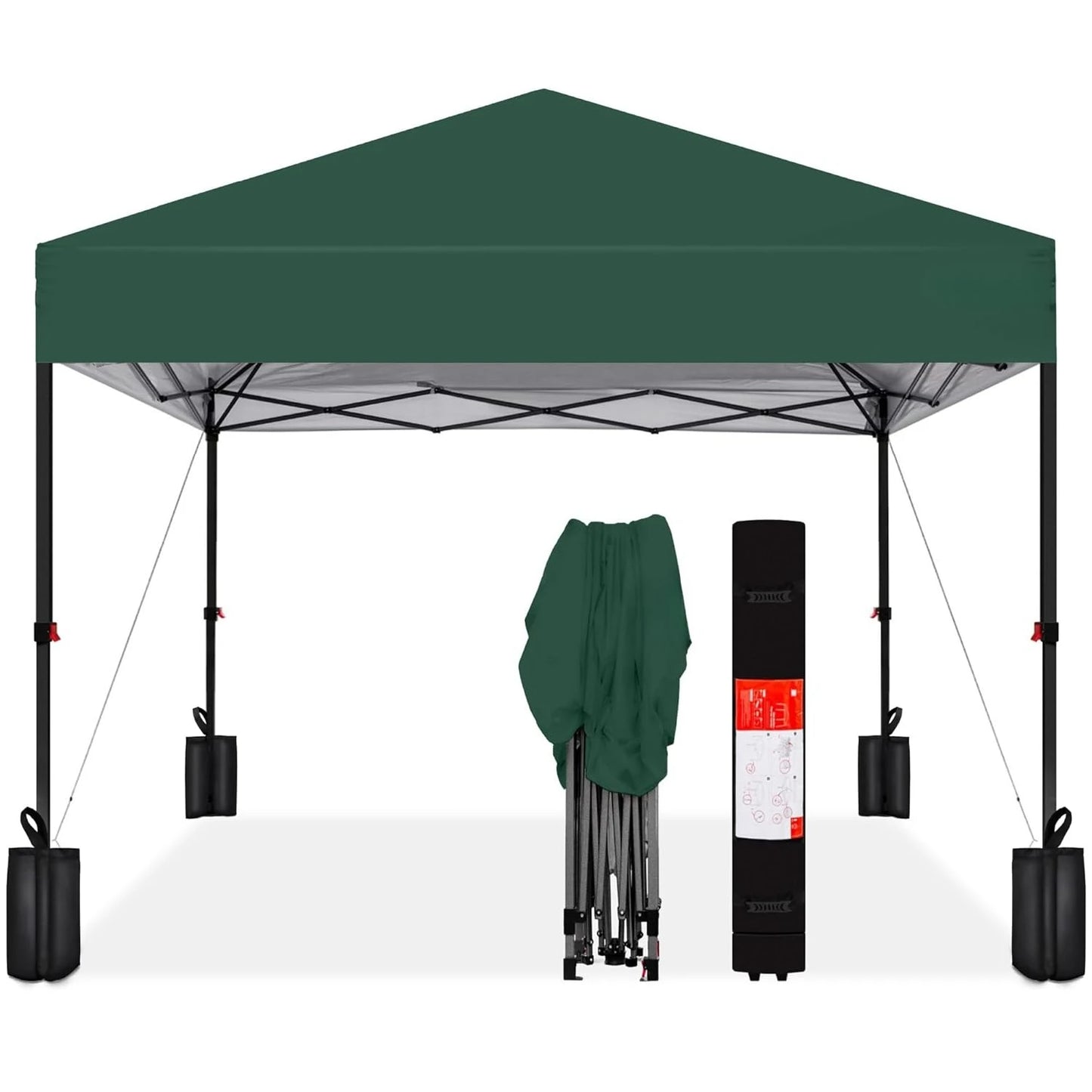 8x8ft 1-Person Setup Pop Up Canopy Tent Instant Portable Shelter w/ 1-Button Push, Case, 4 Weight Bags, Customized