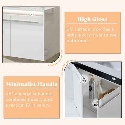 60" Floating Bathroom Double Vanity with Sink Combo