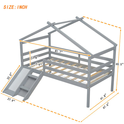 Loft House Bed With Slide, Ladder, Safety Guardrails