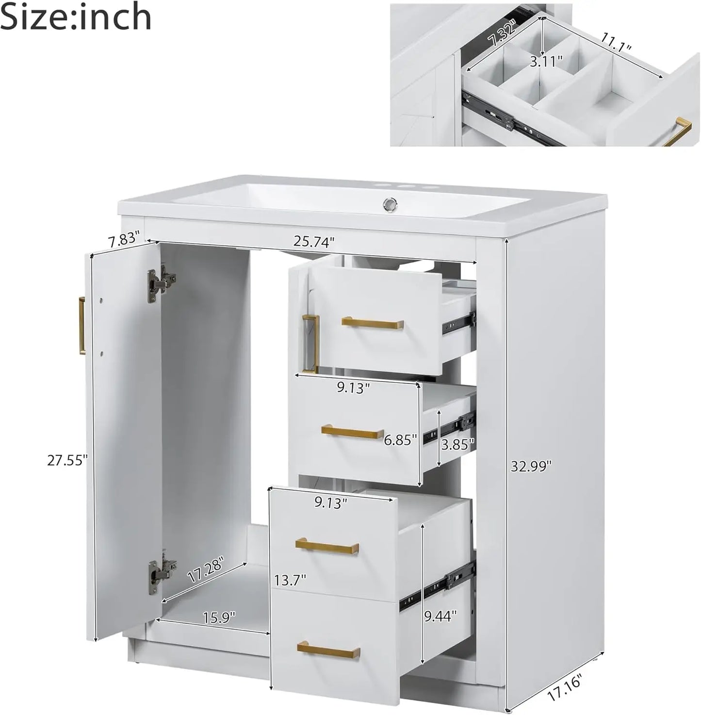 30" Bathroom Vanity with Sink