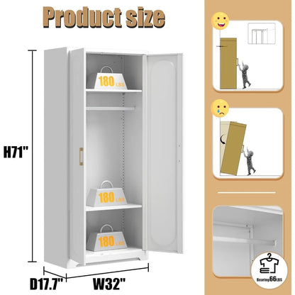 71" Tall Metal Storage Cabinet