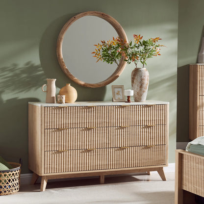 54" Fluted 6 Drawers Dresser