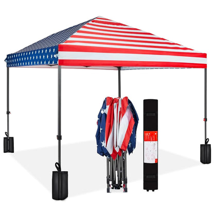 8x8ft 1-Person Setup Pop Up Canopy Tent Instant Portable Shelter w/ 1-Button Push, Case, 4 Weight Bags, Customized