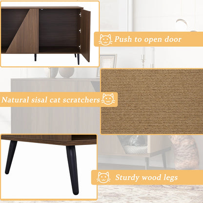 Wooden Cat House Cabinet with Scratch Pad