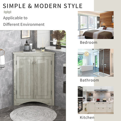 Oak Triangle Bathroom Storage Cabinet with Adjustable Shelves