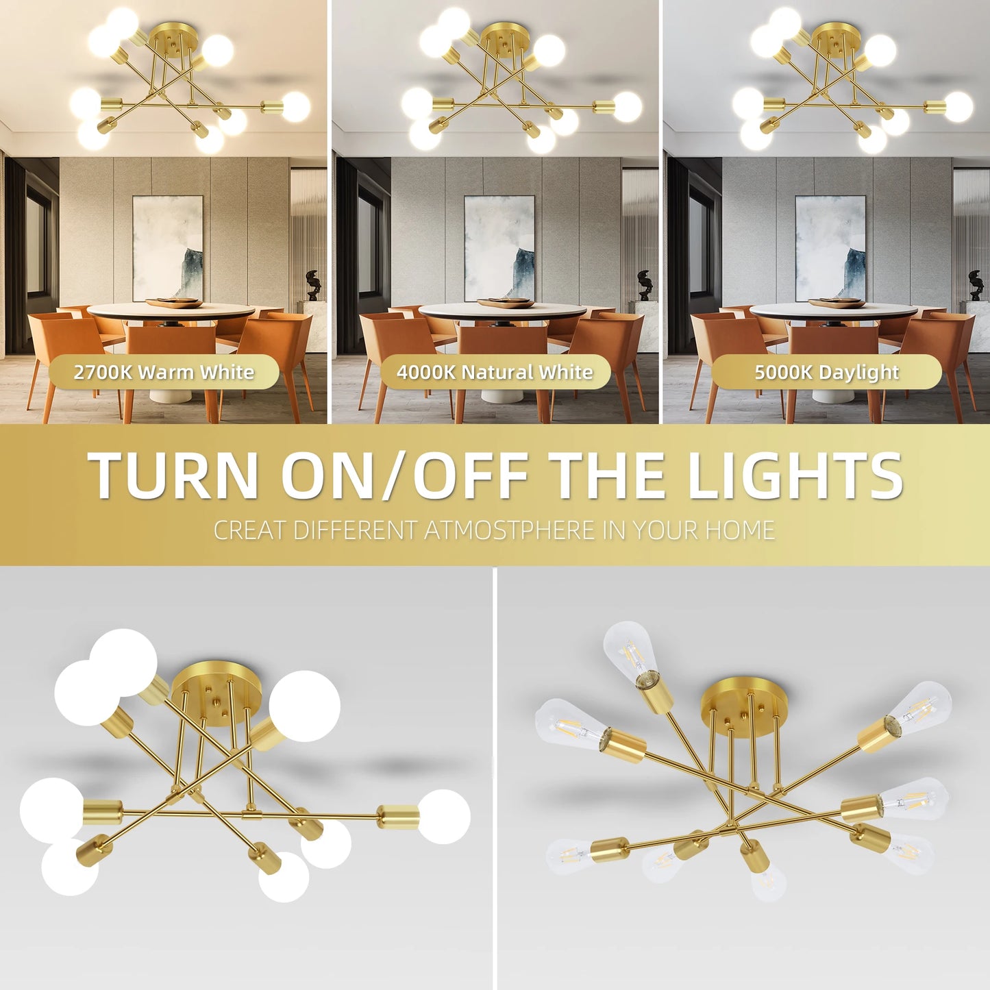 Modern Chandelier, dinning room, living room, ceiling light, led bulbs