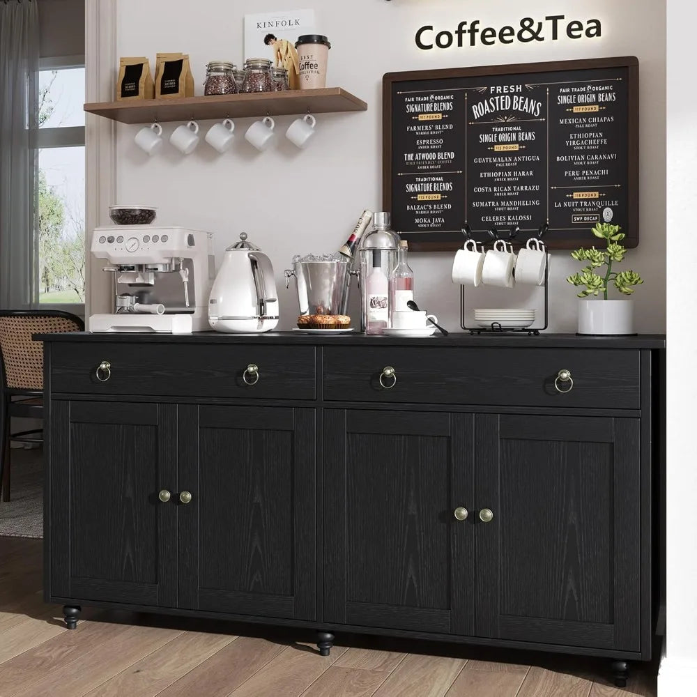 55" Black Sideboard Buffet Cabinet