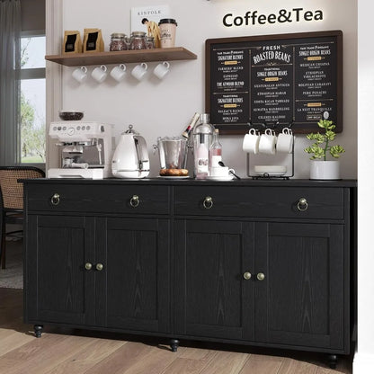 55" Black Sideboard Buffet Cabinet