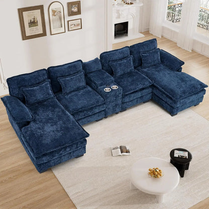 124" Black Sectional Couch Sofa