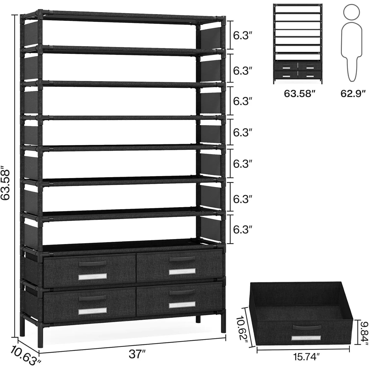 Bookshelf with Bins