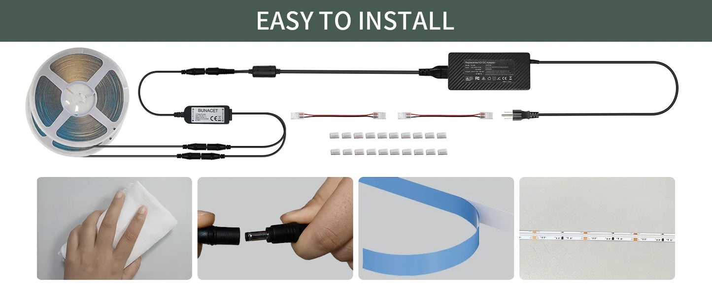 Warm White LED Strip Light 3000K 65000K With RF Remote