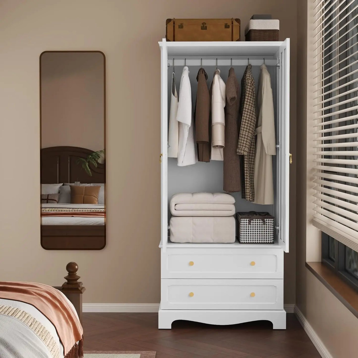 71.8" White Wood Wardrobe