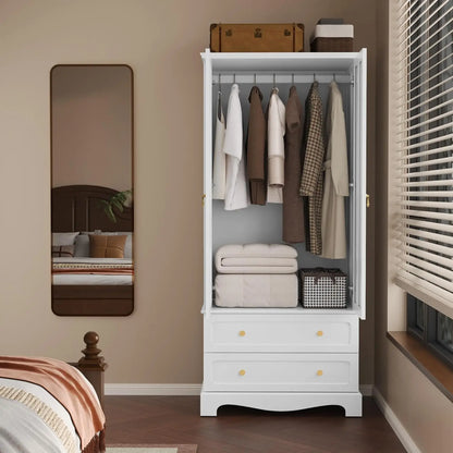 71.8" White Wood Wardrobe