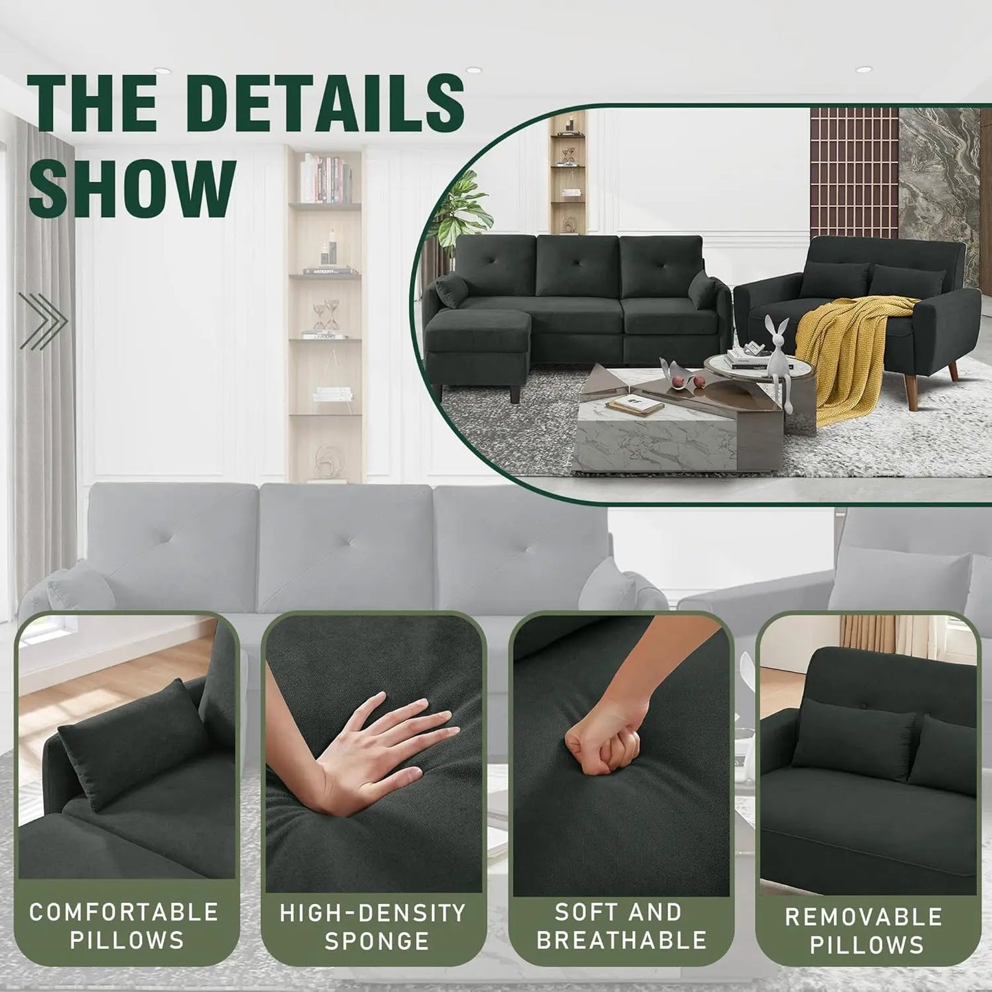 77" Sectional Sofa Set