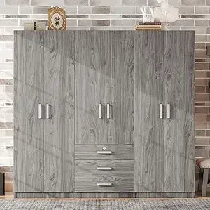 70.9" Wardrobe Closet 6 Doors