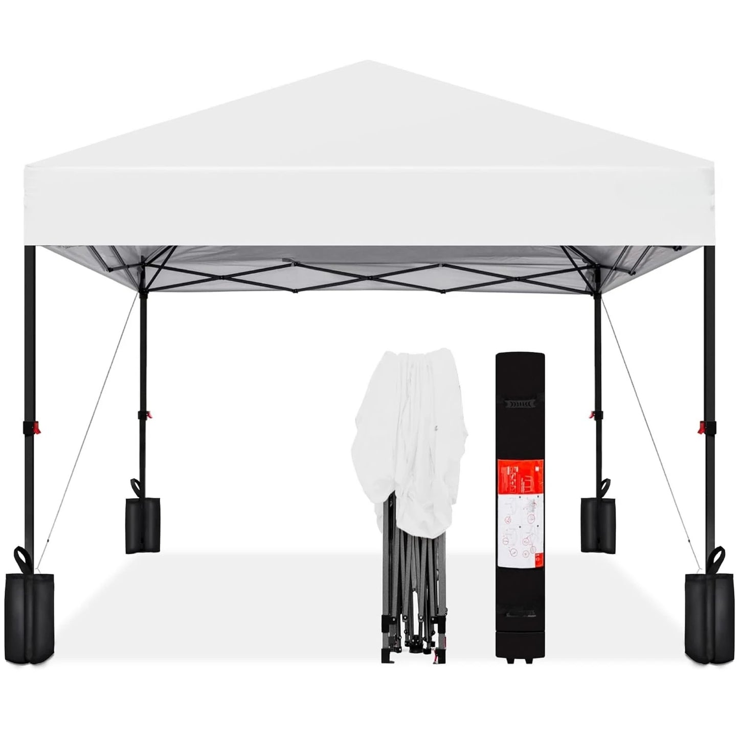 8x8ft 1-Person Setup Pop Up Canopy Tent Instant Portable Shelter w/ 1-Button Push, Case, 4 Weight Bags, Customized
