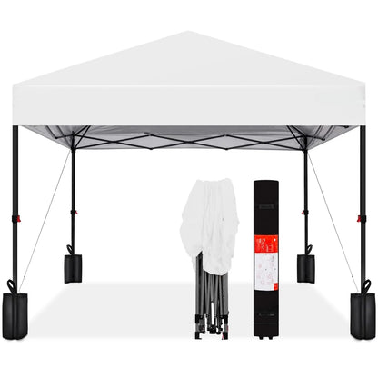 8x8ft 1-Person Setup Pop Up Canopy Tent Instant Portable Shelter w/ 1-Button Push, Case, 4 Weight Bags, Customized