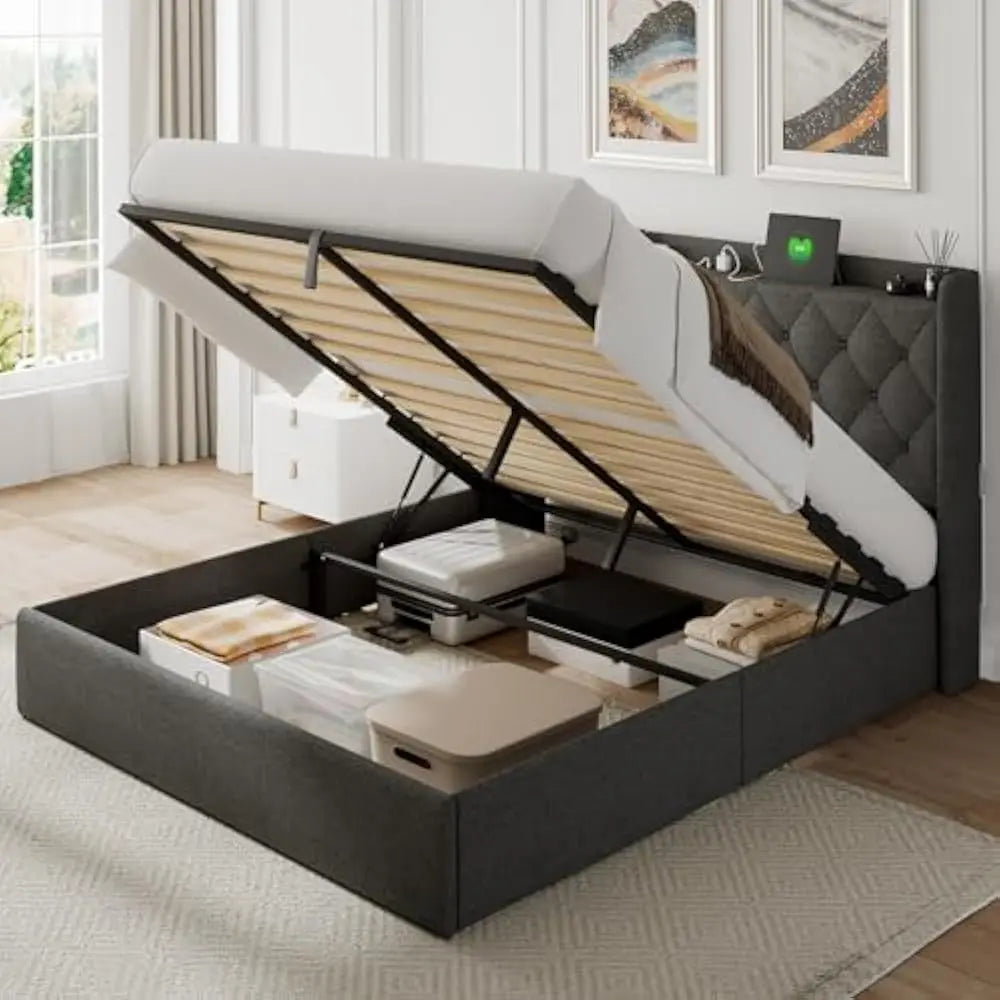 Queen Size Bed Frame with Storage