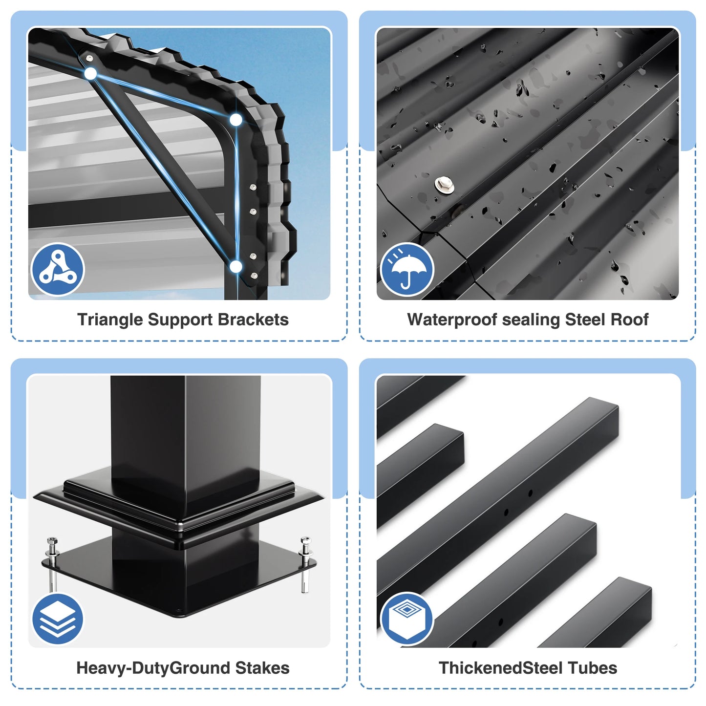 20x20/20x30/20x40FT Metal Carport with Enhanced Base
