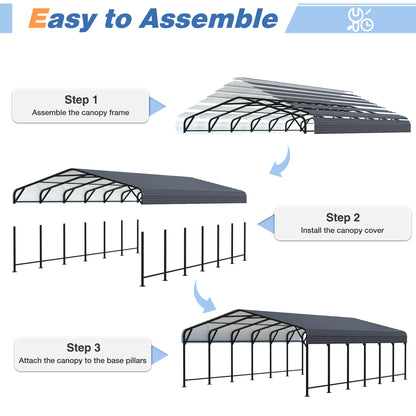 20x20/20x30/20x40FT Metal Carport with Enhanced Base