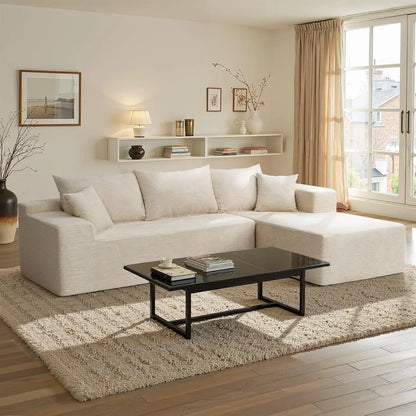"L-Shaped Cloud Sectional Sofa - Modular Deep Seat Couch with Chaise,