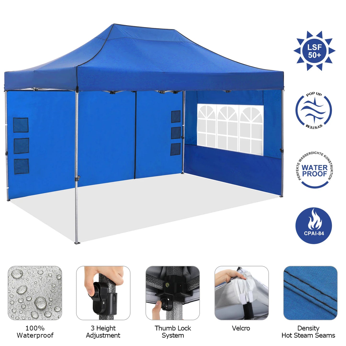 10x15 Heavy Duty Pop up Canopy Tent with 4 sidewalls
